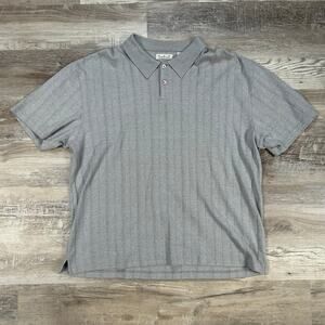 Ron Chereskin Gray Ribbed Knit Polo Shirt XL Retro Minimalist Dadcore